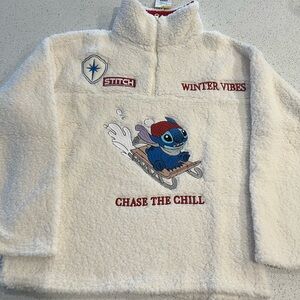 Disney Stitch Off-White Fleece Pullover 1X